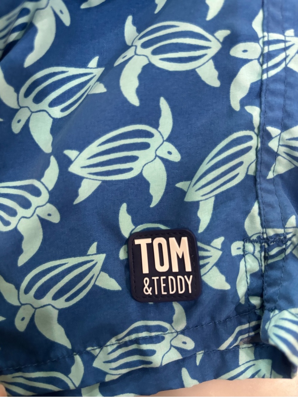 Tom & Teddy Mens Large Blue Aqua Turtle Print Swim Trunks Board Shorts L - Picture 5 of 6